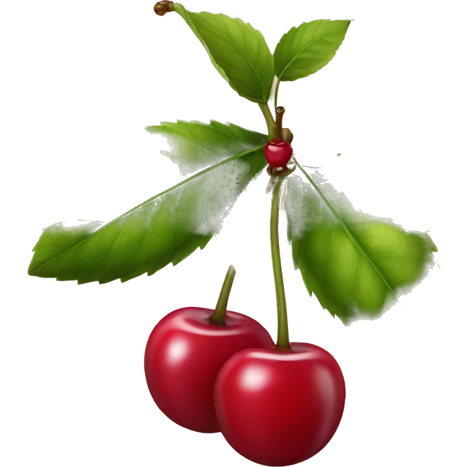Two cherries but the stems have a bow on the top emoji