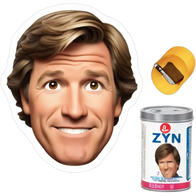 tucker carlson with zyn nicotine pouch tin emoji