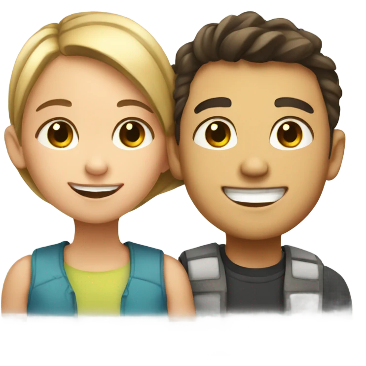 girl and boy smiling together emoji