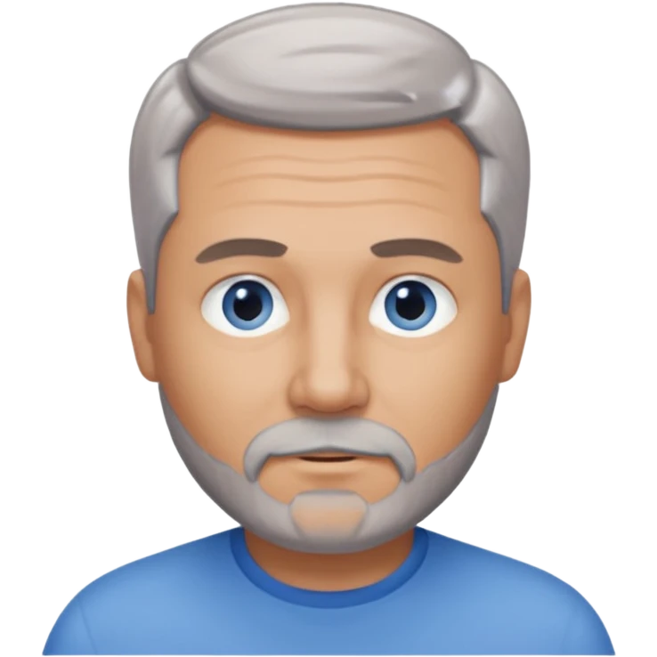 A middle-aged man with a medium slightly gray beard, short hair cut to the scalp on the sides and combed back on top, blue eyes emoji