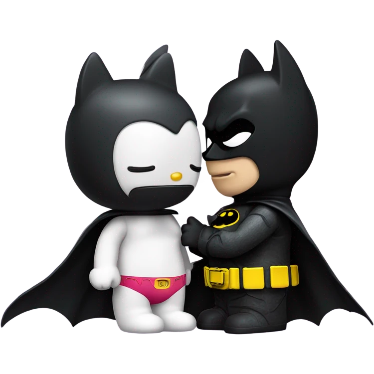 Hello kitty and Batman kissing emoji