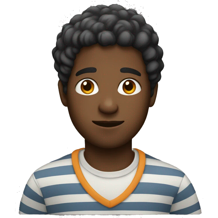 Black guy in a striped shirt emoji