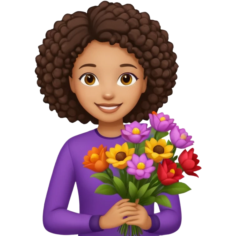 Lightskin black girl with bouquet emoji