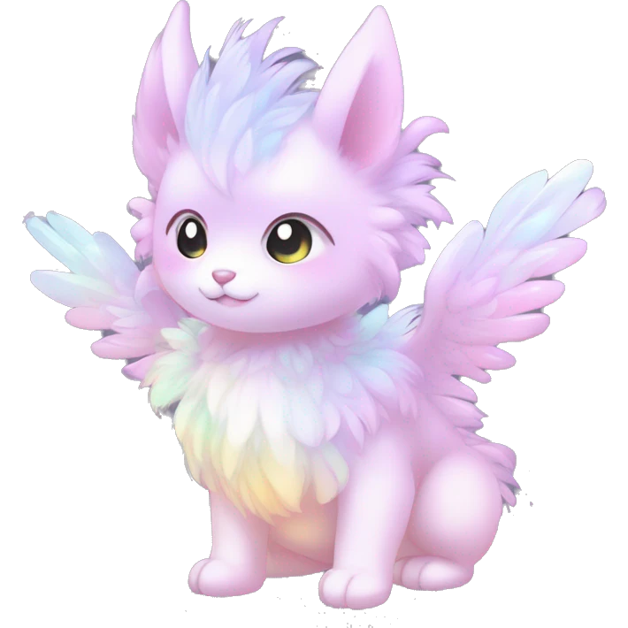 Shiny Innocent Shy Baby Sparkly Colorful Pastel Fluffy beautiful fantasy Kawaii Ethereal Sona Fakemon-animal Full Body emoji
