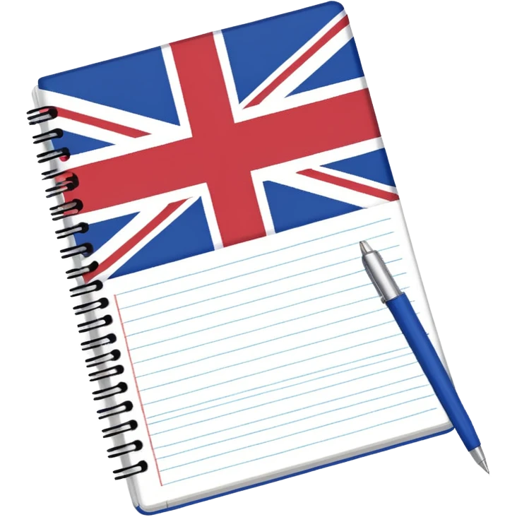 open notebook with UK flag on the page emoji