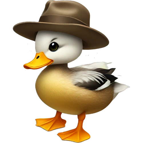Cute duck wears a hat emoji