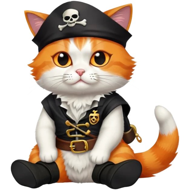 pirate cat full body sitting with one eye patch emoji