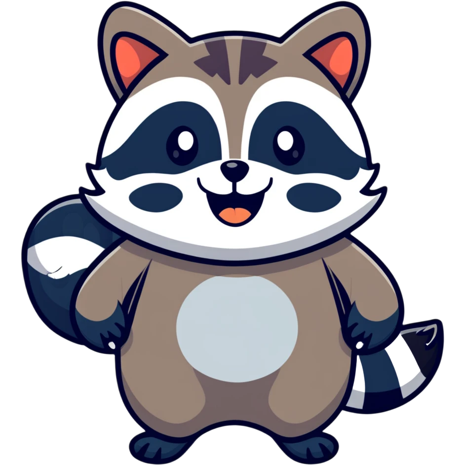 raccoon laughing hard and waving emoji