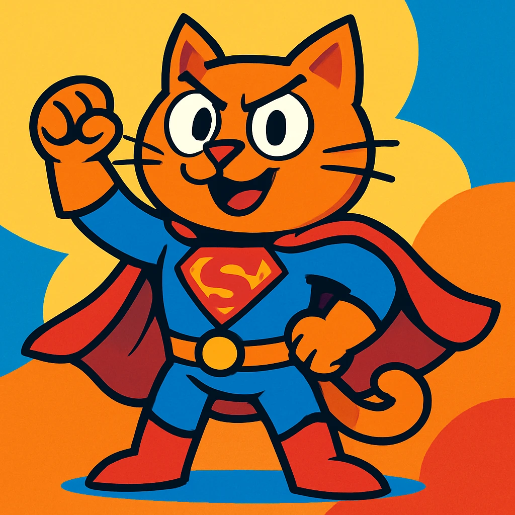 super cat, vibrant cartoon style emoji