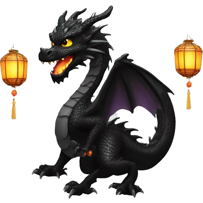 Black Dragon with lanterns on its tail emoji