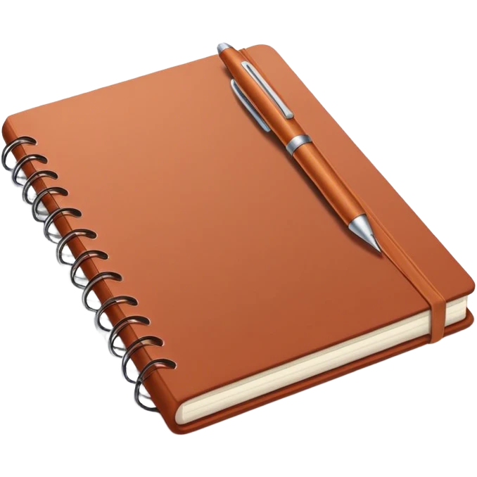 Copybook and pen in dark terracotta color  emoji