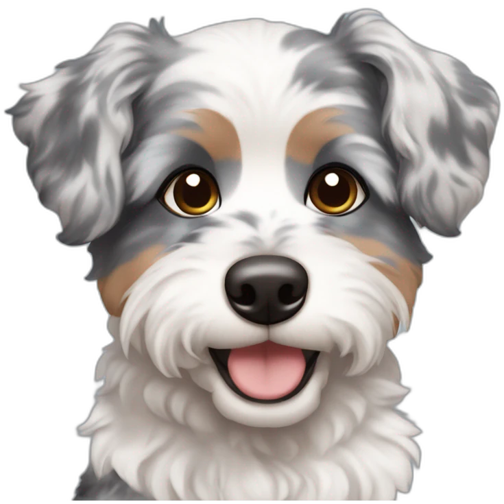 Blue Merle poochon with brown eyes emoji