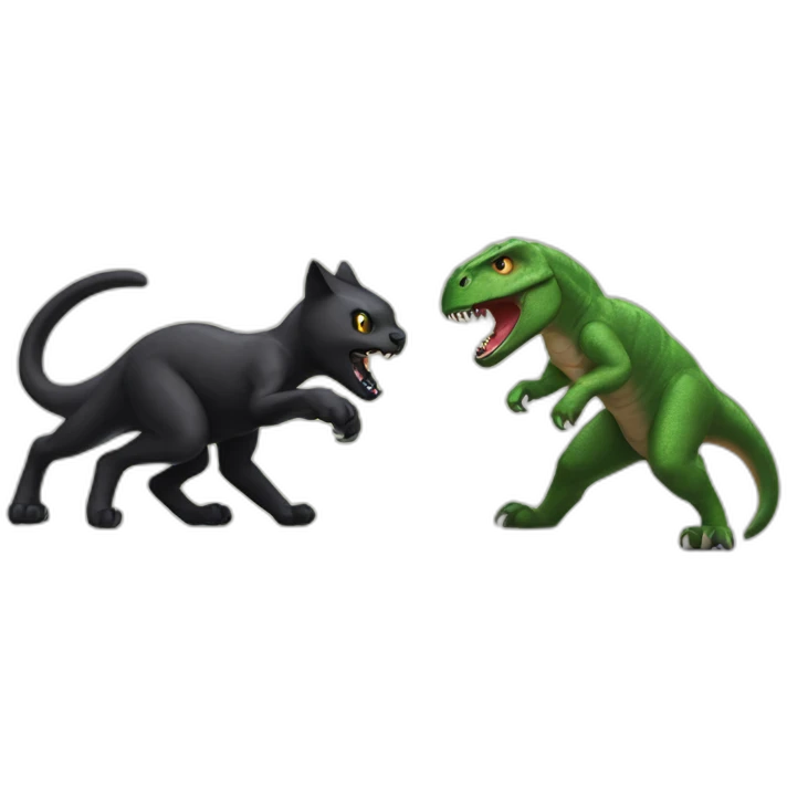 Black cat fight dinosaur emoji
