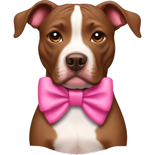 brown pit bull with a pink bow on its neck emoji