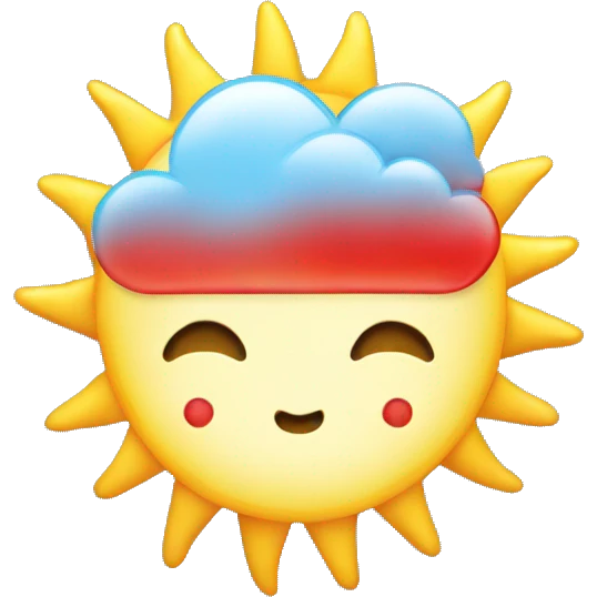 Sun with cloud and red heart  emoji