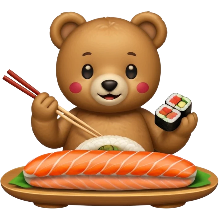 Teddy bear eating sushi  emoji