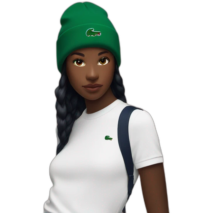 Black girl lacoste beanie with lacoste emoji