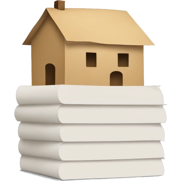 a stack of paper with a visible home symbol on it emoji