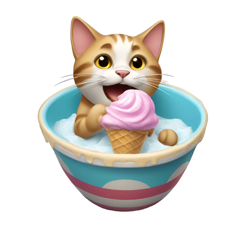 cat eating ice cream emoji