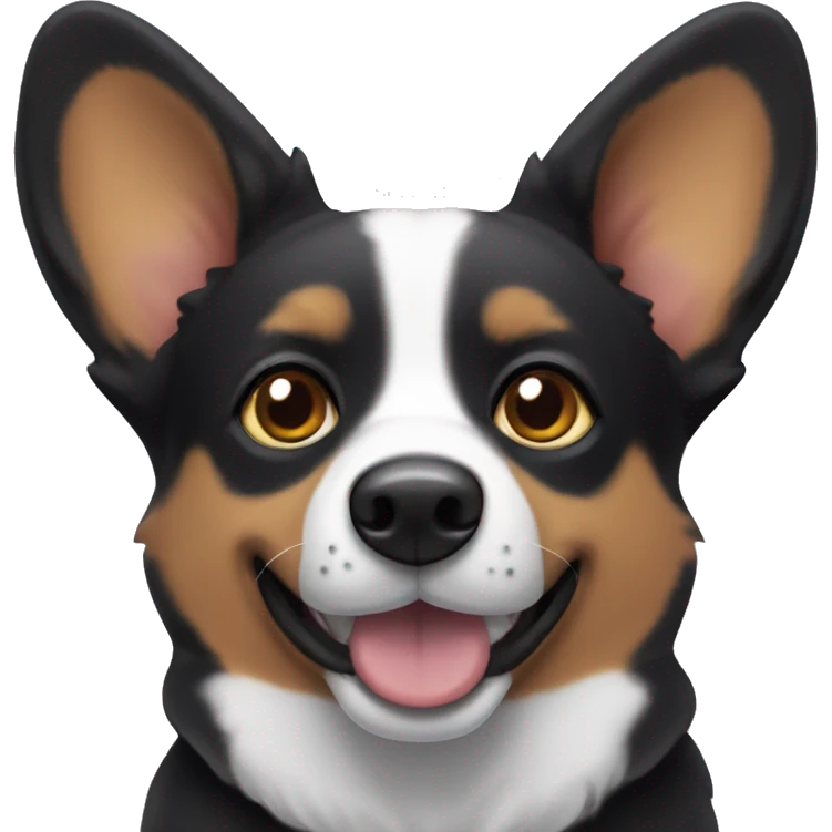 Black corgi with white around eyes and black ears  emoji