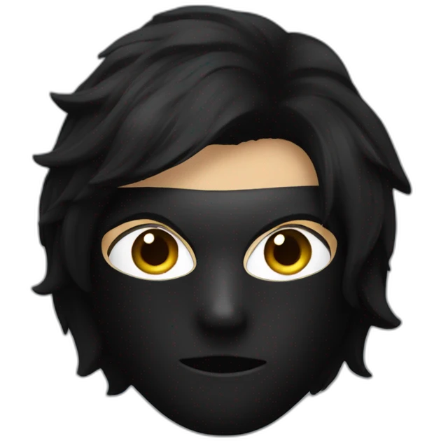 a boy with a black hair wearing a black mask emoji