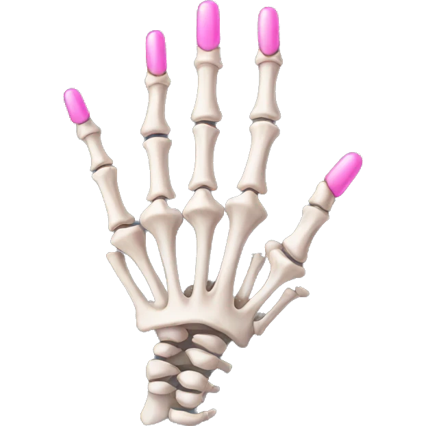 skeleton hand with long pink nails emoji
