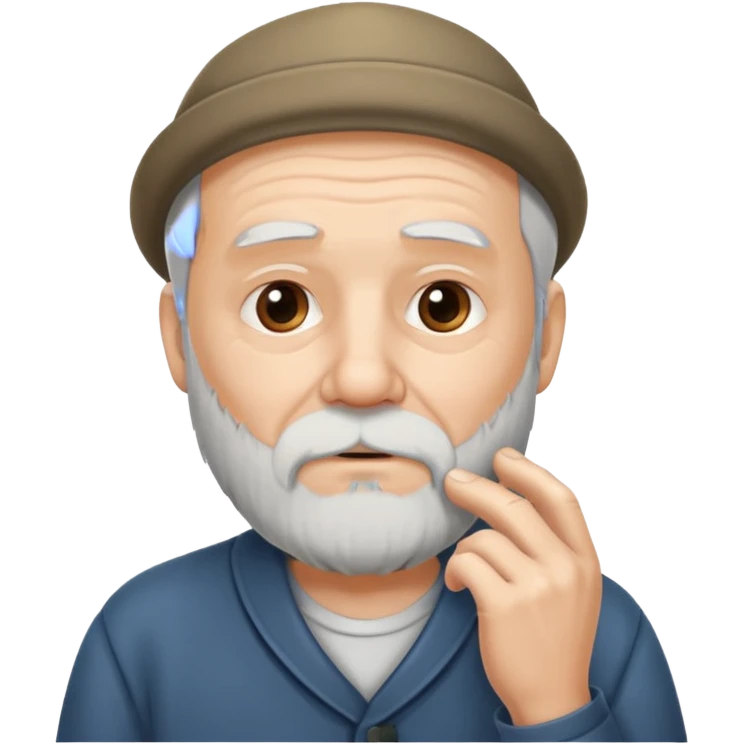 Old man touching his beard while thinking emoji