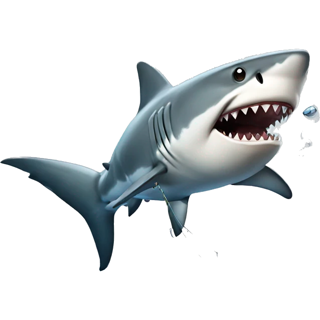 A shark fishing emoji