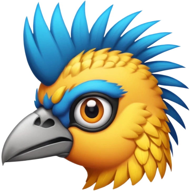 bird with piercings  and mohawk single vibrant colour  two eyes emoji