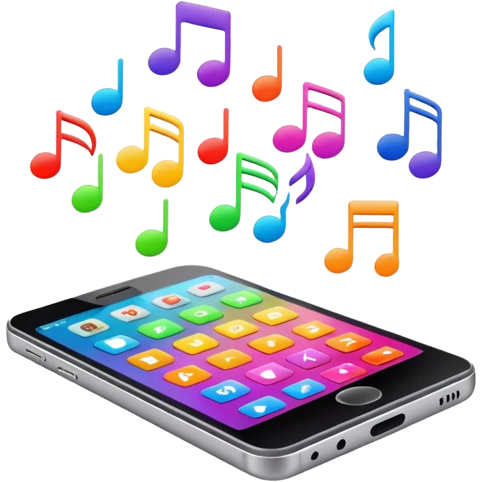 smartphone with music player timeline emoji