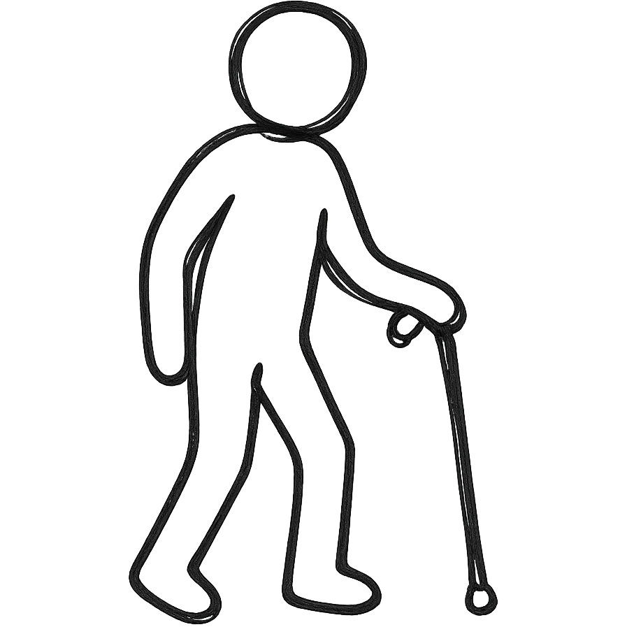 man with a physical disability, such as using a cane emoji