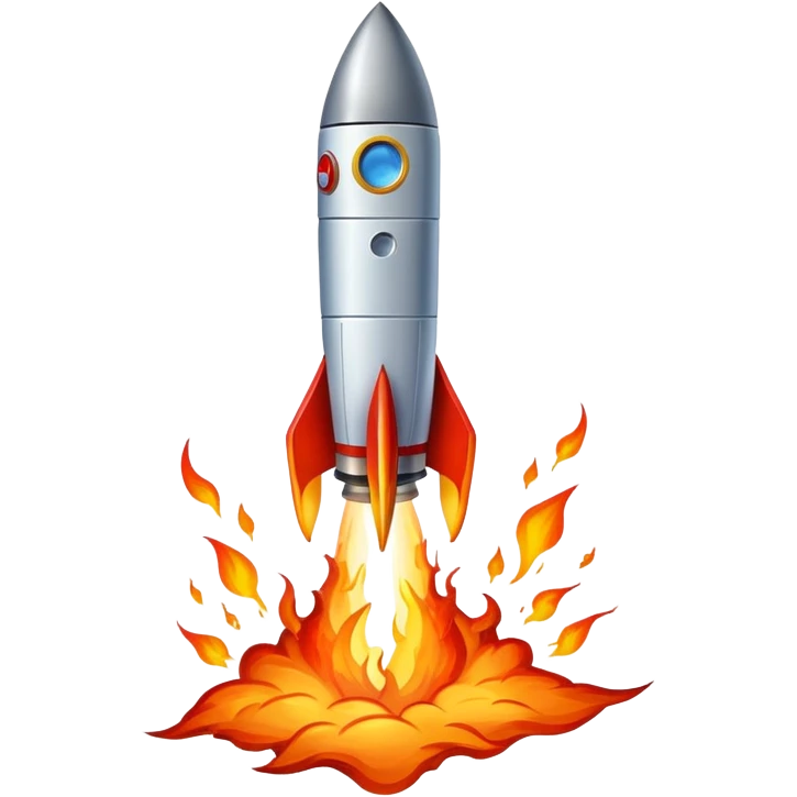 rocket with flames heading toward the moon emoji