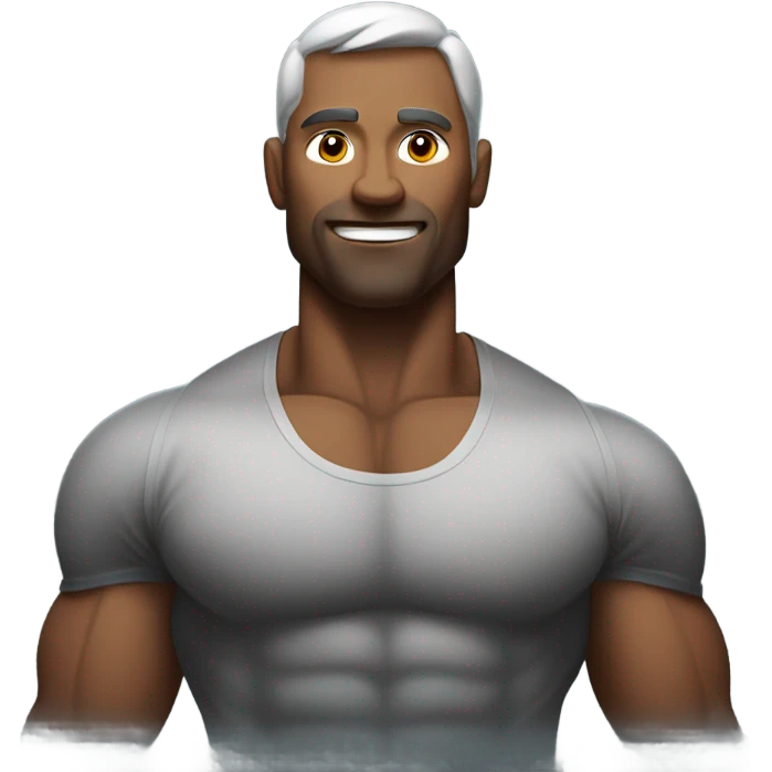 Muscular man with giant behind emoji