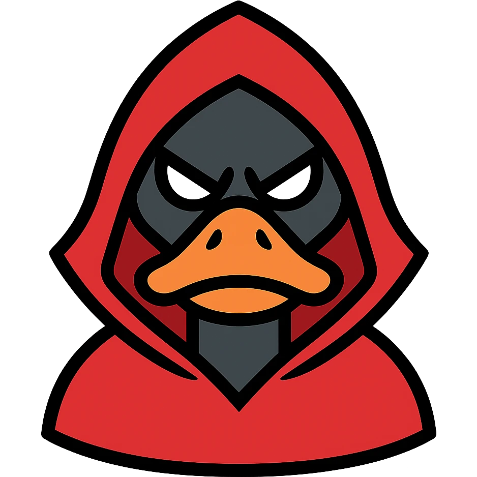 color outline icon of doom duck with sharp features emoji