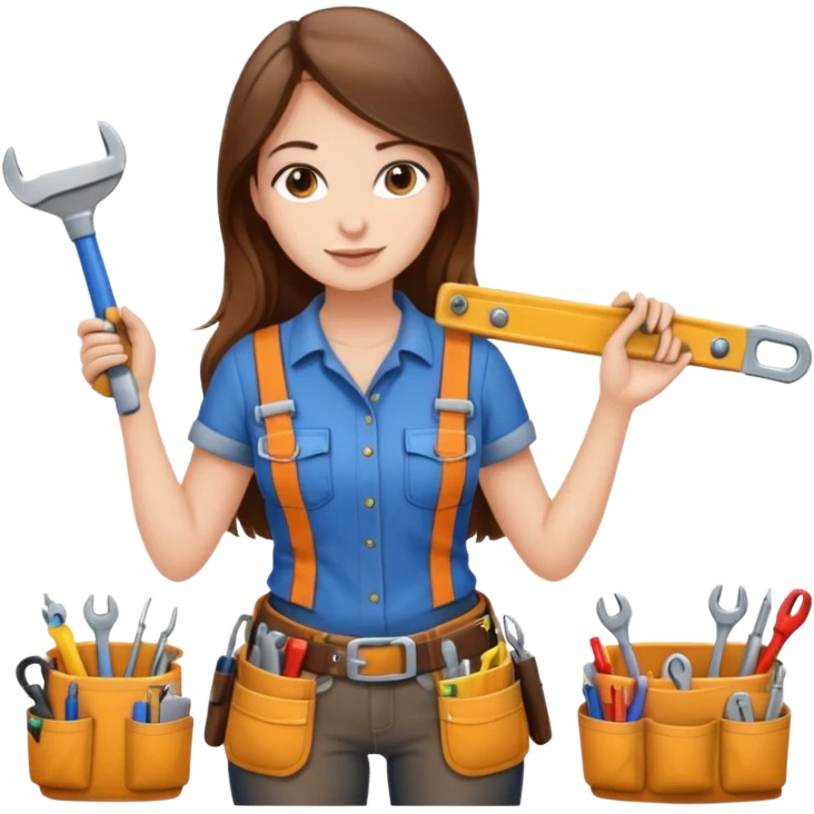 beautiful girl with long brown hair constructing new lounge room area emoji