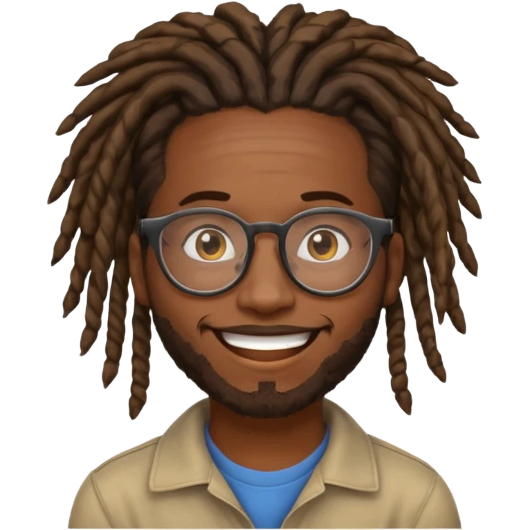 a black african guy with dreadlocks, wearing glasses and aura farming emoji emoji