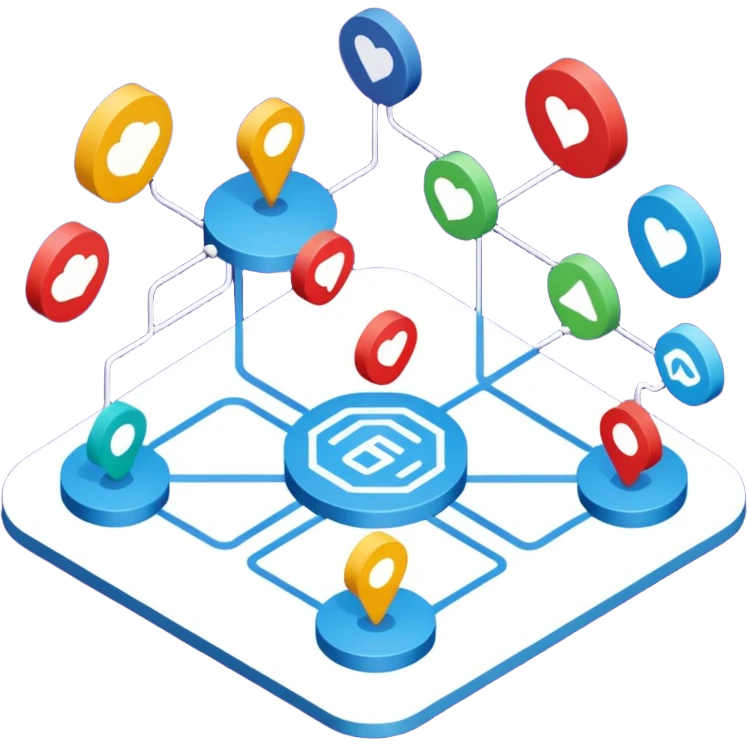 create an isometric analogous to showcase ease of workflows and integrations with AI, so like show lots of lines to exemplify workflows emoji