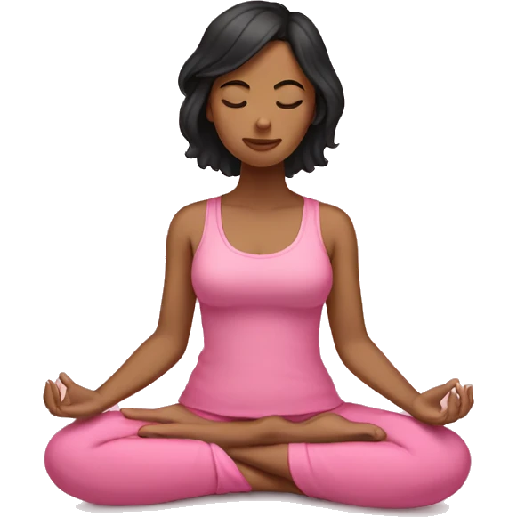 tan girl with black hair meditating pink emoji