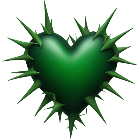 Black heart with green thorns wrapped around it emoji