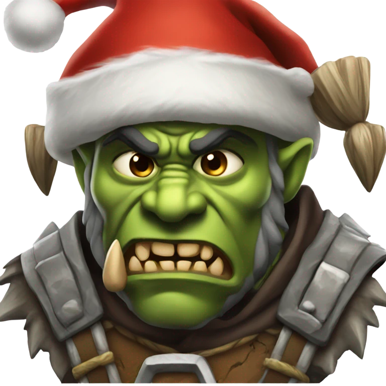 Fierce Orc ranger wearing santa hat emoji