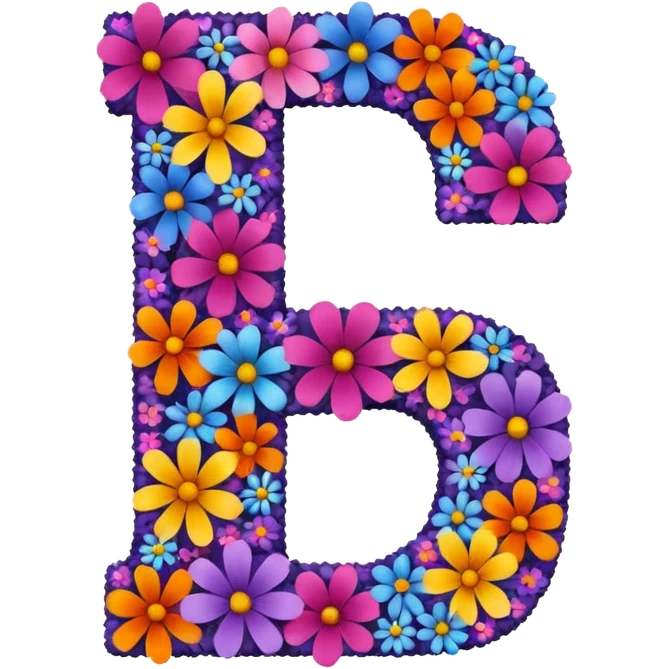 bold number 7 shape formed and filled by dense layer of different flowers emoji