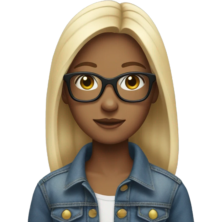Girl wearing jeans with glares emoji