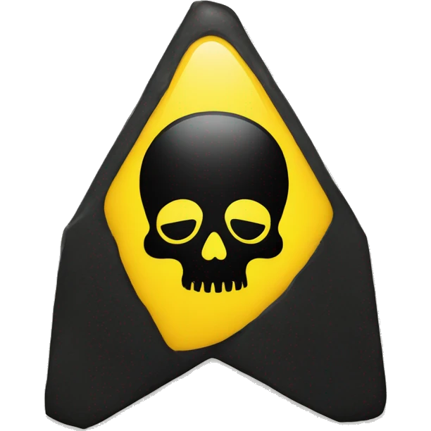 Black skull sign in the middle of a yellow triangle emoji