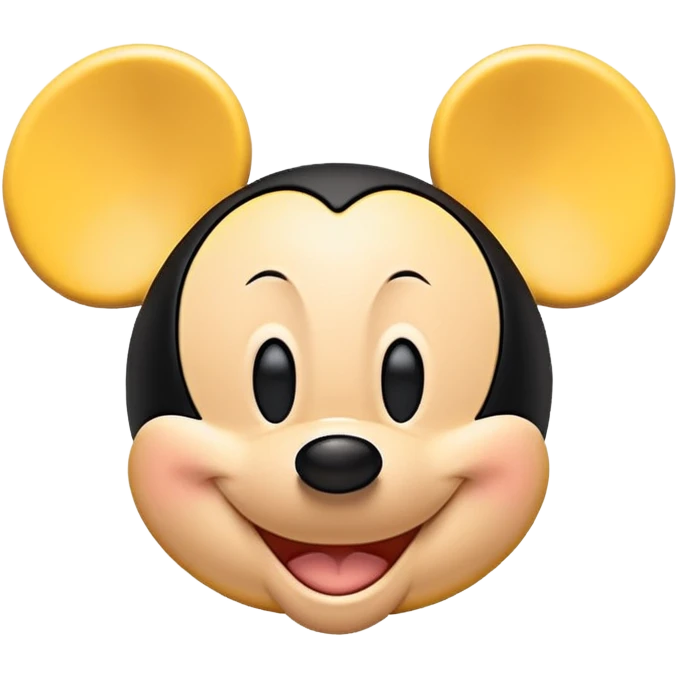 yellow circle with disney mickey ears smiling emoji