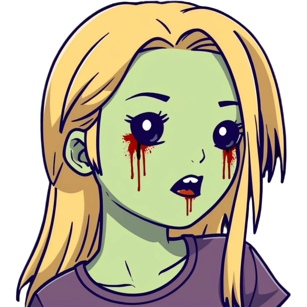 zombie girl with long straight dark blonde hair and beautiful eyelashes emoji