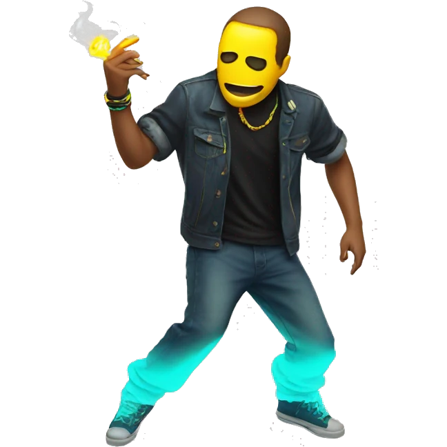 Rave party dancing neon smoking emoji