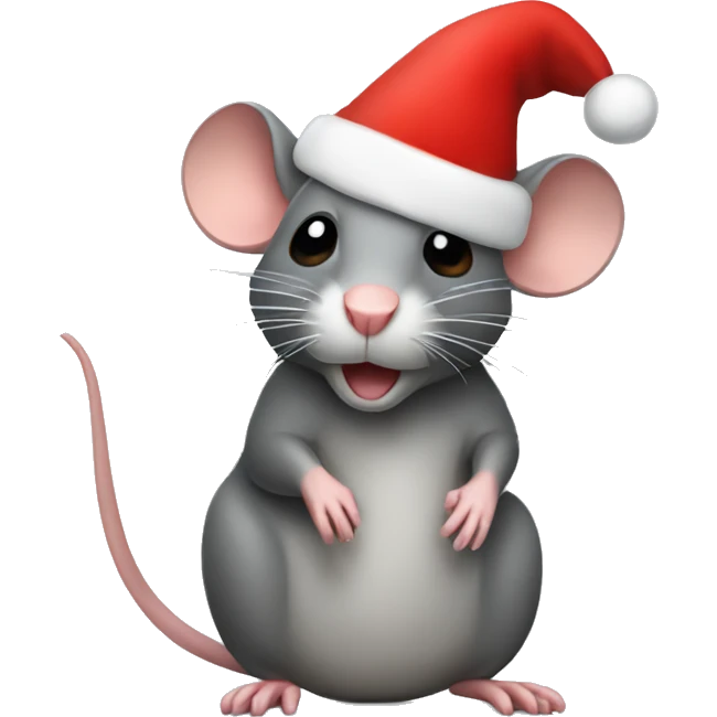 Rat in a Christmas hat  emoji