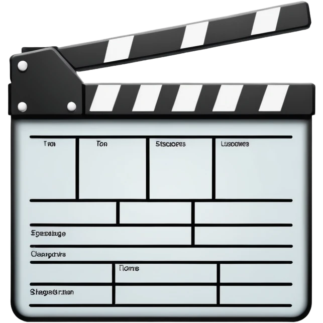 ultra simple film slate outline, black line drawing only, no fill or shading, just essential outlines of a clapperboard emoji