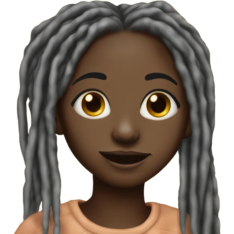 Pretty darkskin black girl with long dreads and a nose ring eating a honeybun emoji