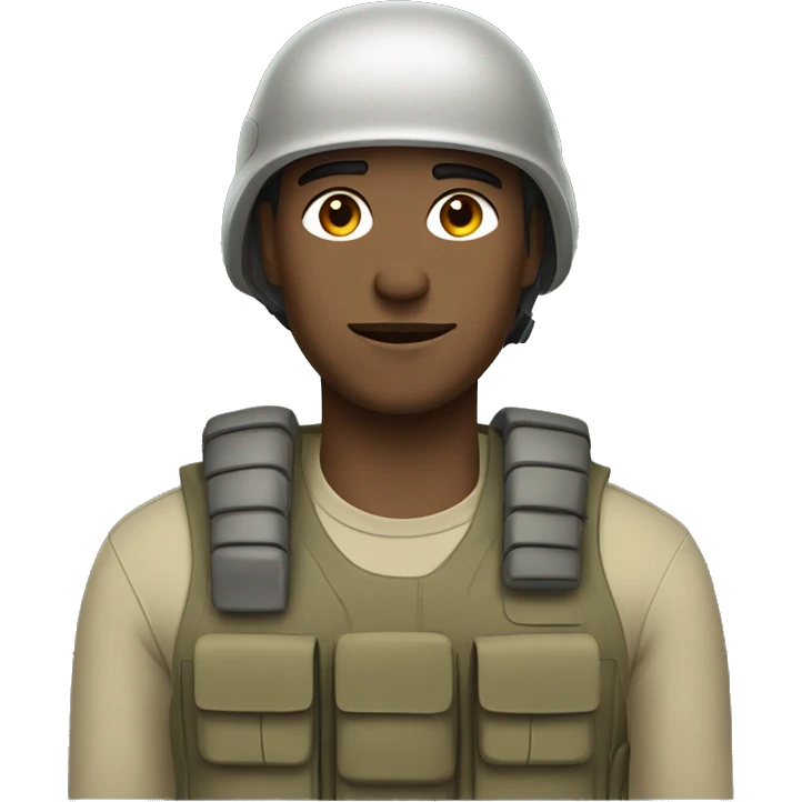 operator dressed in khaki color with a milatary helmet, without glasses, without headset, preferably male emoji